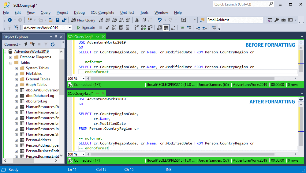 screenshot of SQL Complete